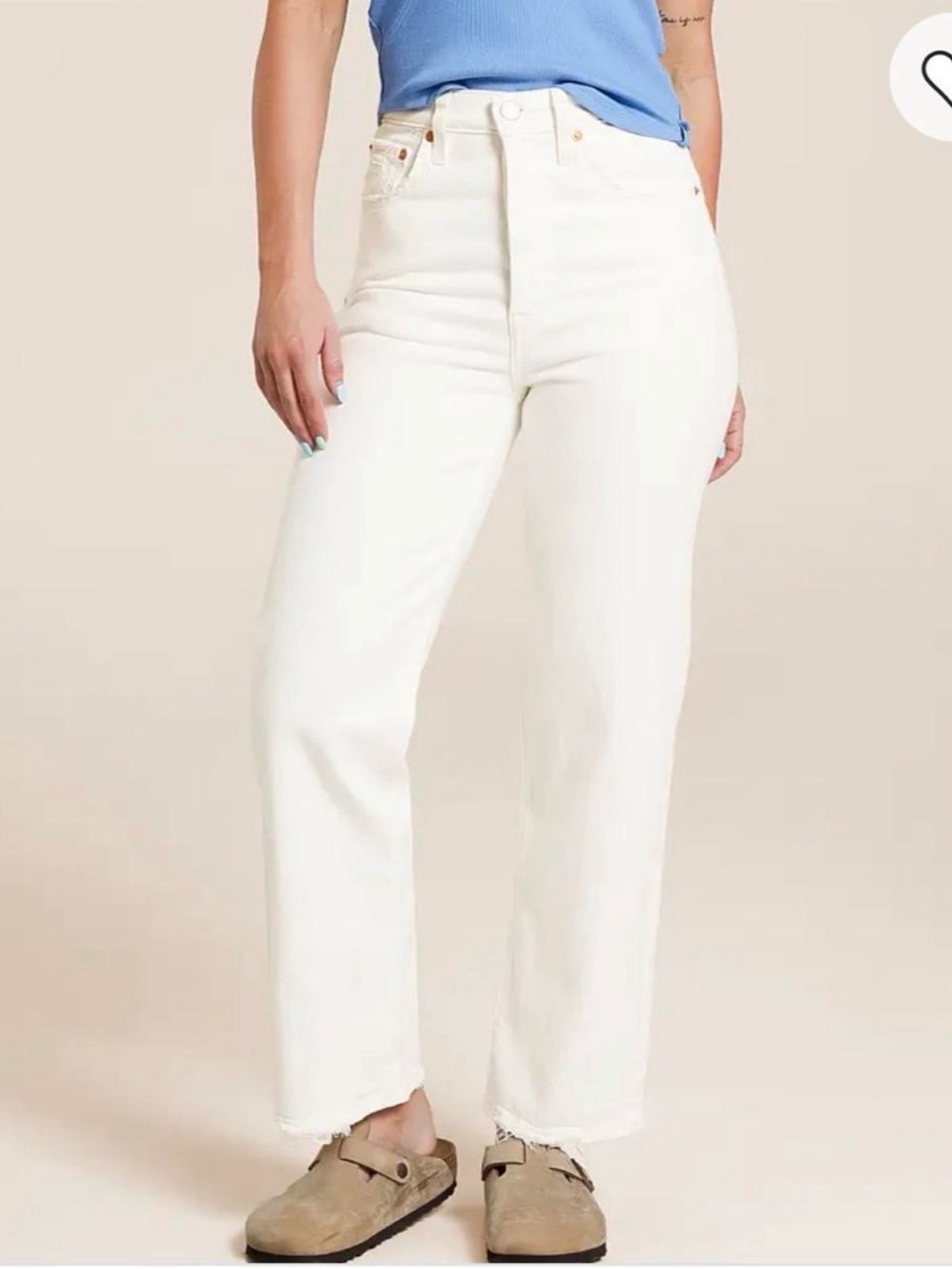 High-Rise Levi's Straight Leg White Jeans